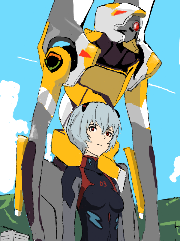 1girl, ayanami_rei, blue_hair, eva_09, evangelion:_3.0_you_can_(not)_redo, mensoubou, neon_genesis_evangelion, rebuild_of_evangelion