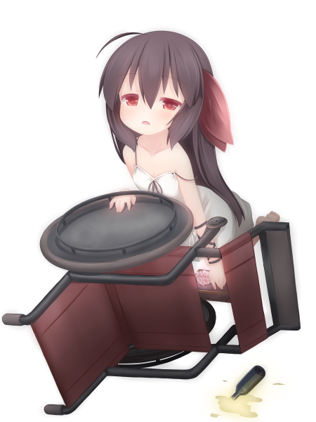 1girl, black_hair, long_hair, nightmare_cat, red_eyes, solo, wheelchair