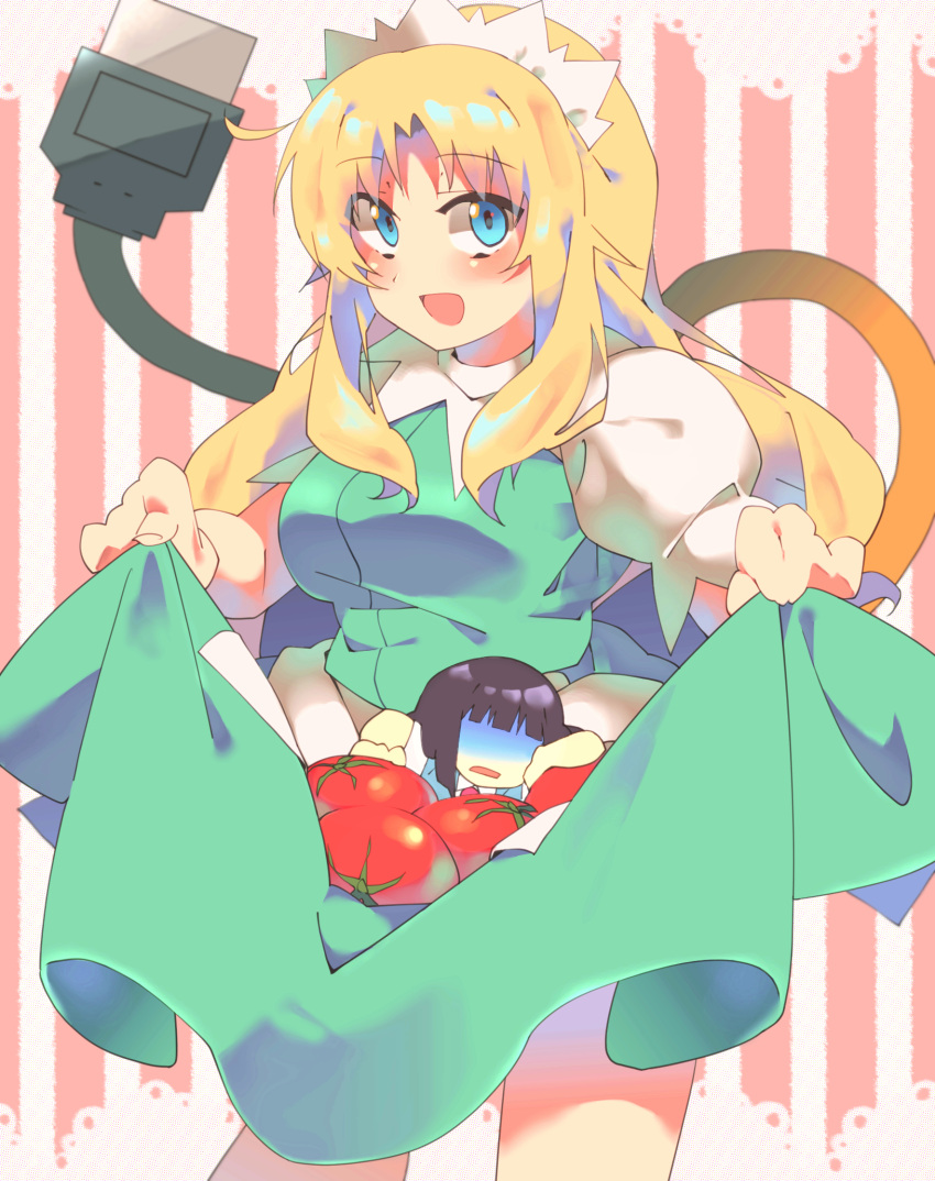 1boy, 1girl, akasaka_ryuunosuke, blonde_hair, blue_eyes, blue_hair, cosplay, highres