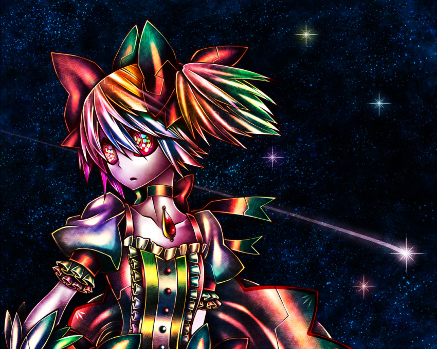1girl, acid_trip, bow, frills, hair_bow, kaname_madoka, magical_girl, mahou_shoujo_madoka_magica
