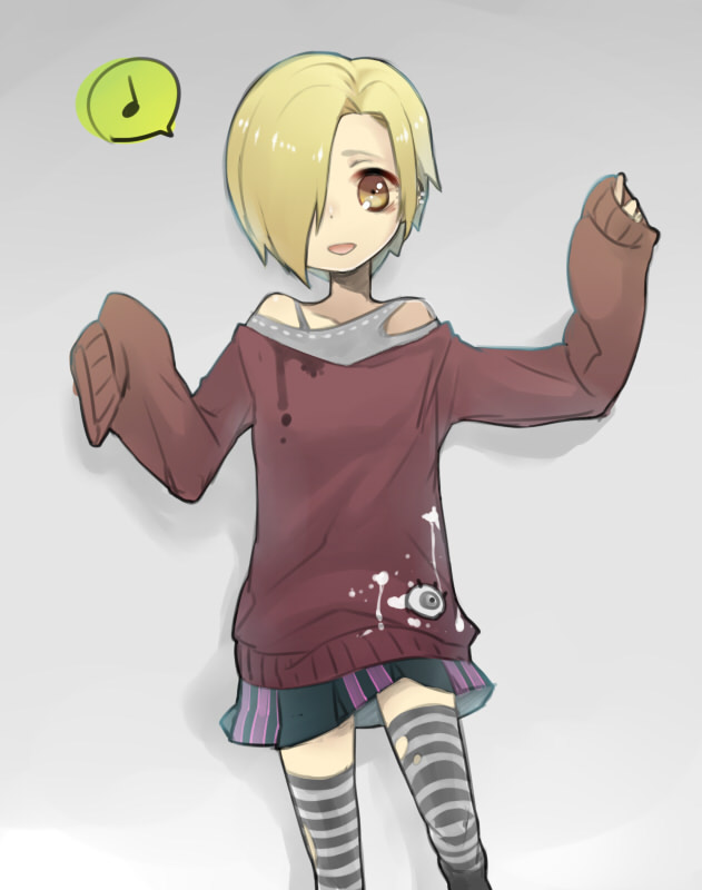 1girl, :d, blonde_hair, earrings, eyeball, hair_over_one_eye, idolmaster, idolmaster_cinderella_girls
