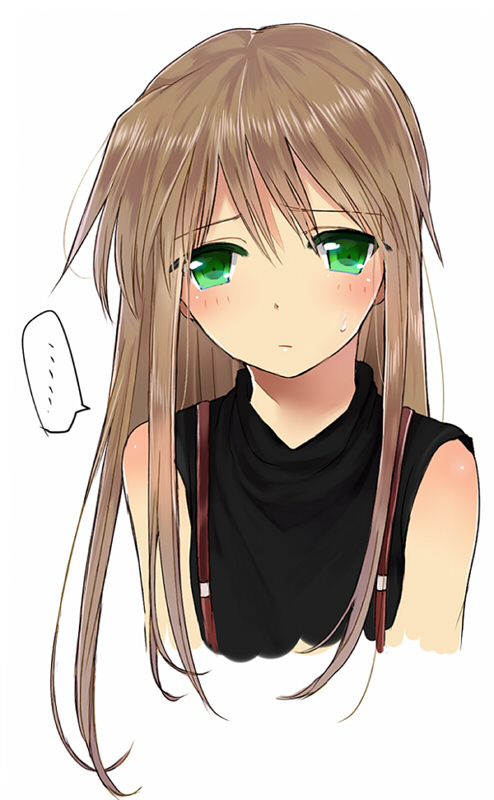 ..., 1boy, androgynous, blush, brown_hair, child, chousoku_spinner, green_eyes
