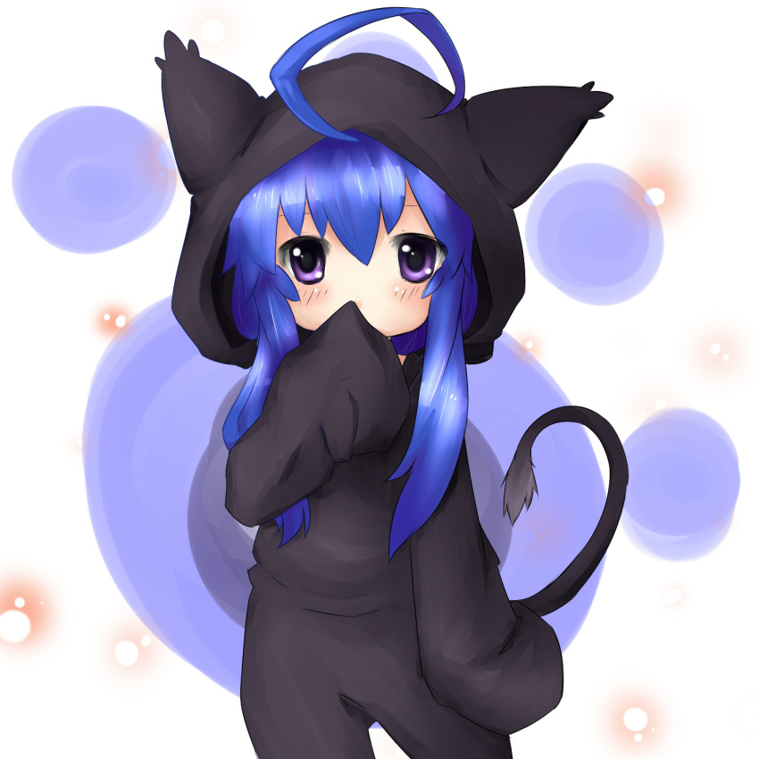 1girl, acchi_kocchi, aerlai, animal_costume, blue_hair, blush, cosplay, highres