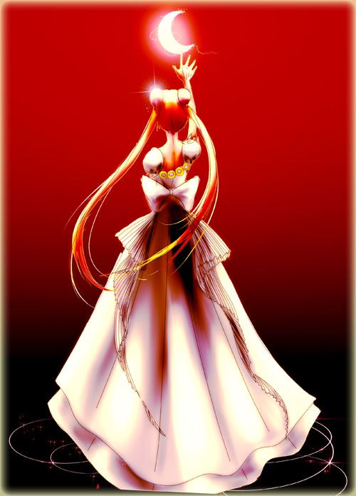 1girl, bare_back, bishoujo_senshi_sailor_moon, blonde_hair, blue_eyes, double_bun, dress, flower