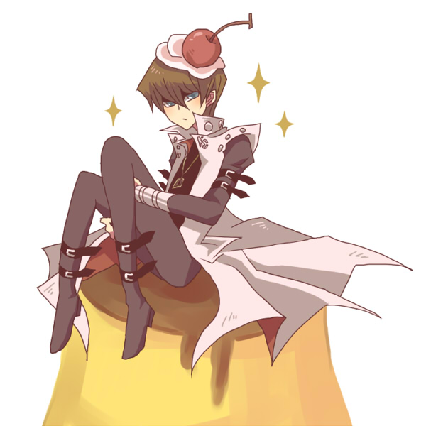 cherry, flan, kaiba_seto, male, pudding, tagme, yu-gi-oh!
