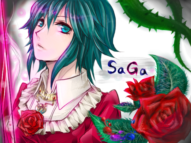 1girl, asellus, expressionless, flower, frills, green_eyes, green_hair, ika_syuri