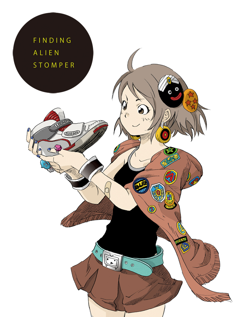 ahoge, bandaid, belt, brown_eyes, brown_hair, dragon_quest, earrings, hair_ornament