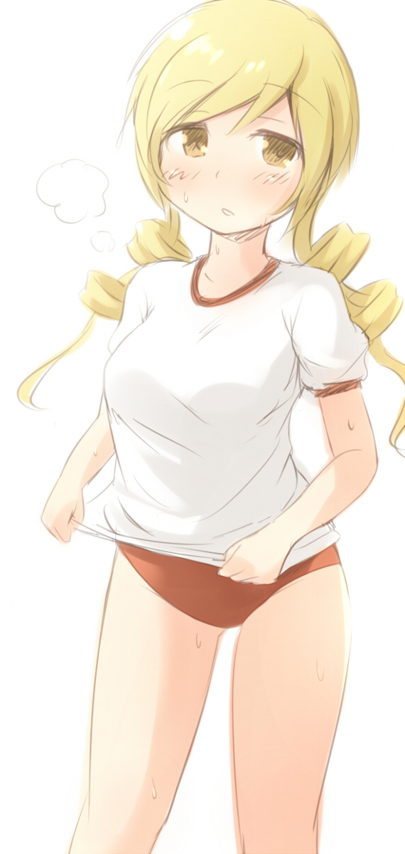 1girl, blonde_hair, buruma, drill_hair, gym_uniform, highres, mahou_shoujo_madoka_magica, ran_(9ens2000)