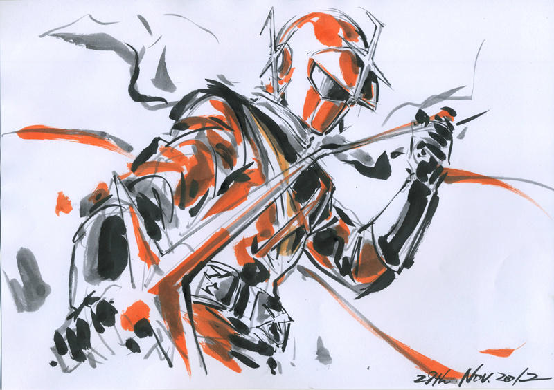 1boy, gloves, hayama_jun'ichi, helmet, kaiketsu_zubat, kaiketsu_zubat_(series), marker_(medium), solo