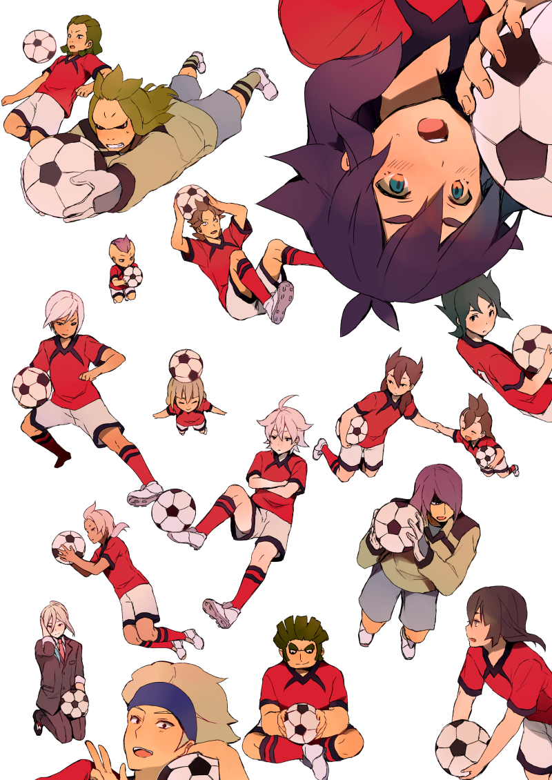 6+boys, adult, afuro_terumi, ai5108, ball, blush, brown_hair, closed_eyes