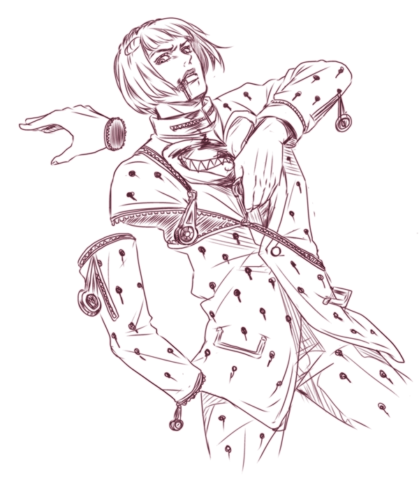 1boy, bob_cut, bruno_bucciarati, jojo_no_kimyou_na_bouken, monochrome, mrlee, severed_hand, solo