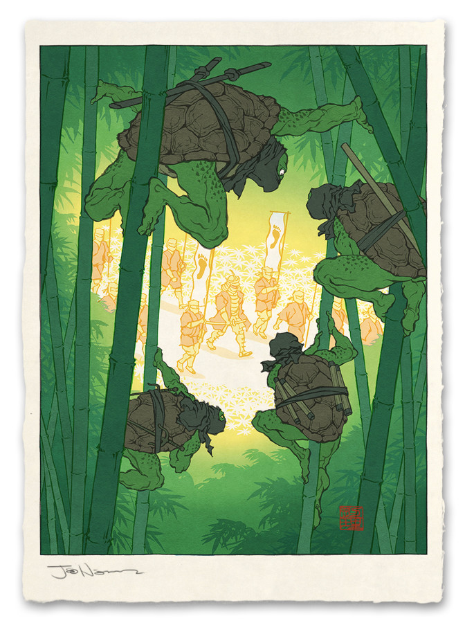 bamboo, bamboo_forest, donatello, face_mask, fine_art_parody, foot_clan, foot_soldier, forest