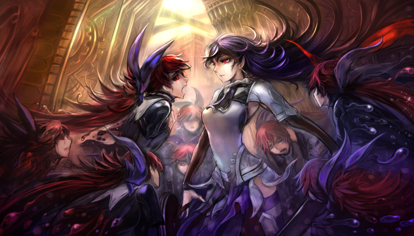 armor, bow, breastplate, covering_ears, crying, hair_bow, pixiv_fantasia, pixiv_fantasia_new_world