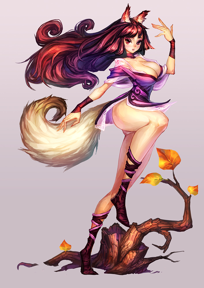 animal_ears, breasts, brown_eyes, brown_hair, choker, cleavage, hime_cut, large_breasts