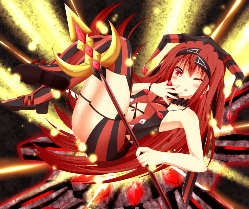 1girl, aka_no_ripika, bare_shoulders, beatmania, beatmania_iidx, bemani, blush, hair_ornament