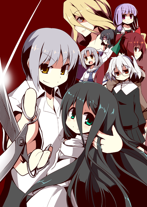absurdly_long_hair, black_hair, blue_eyes, byouinzaka_houko, byouinzaka_yamane, dansai_bunri_no_crime_edge, haimura_kiri, long_hair