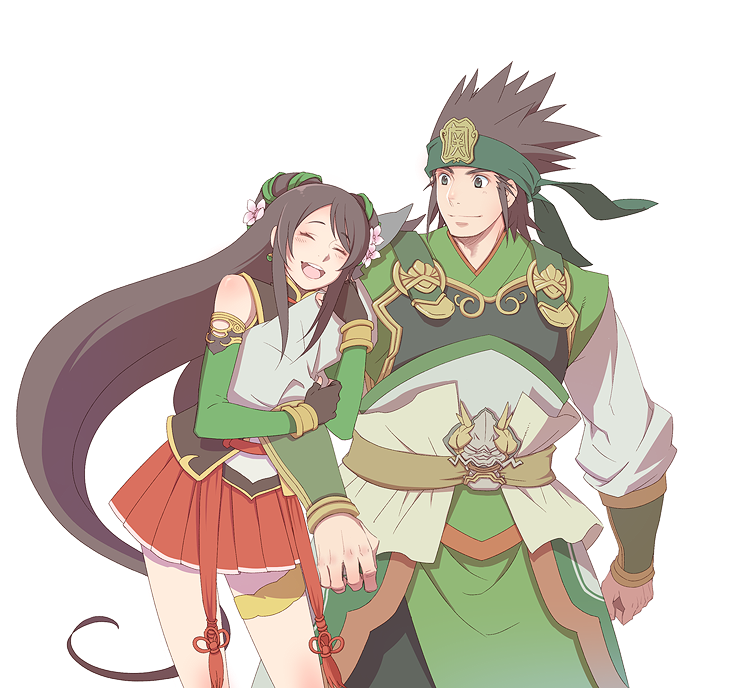 1boy, 1girl, ^_^, arm_hug, bell_o2, black_hair, brother_and_sister, closed_eyes