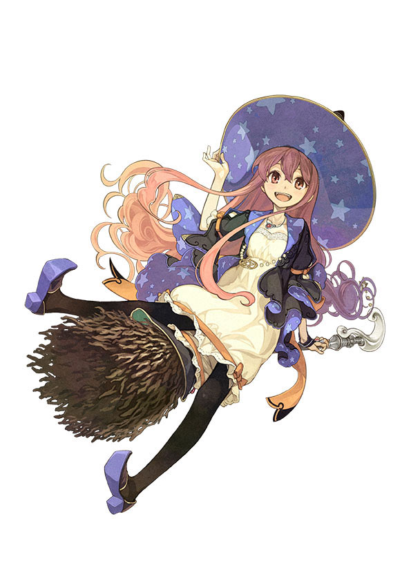 1girl, atelier_(series), atelier_escha_&amp;_logy, bangs, black_legwear, bow, broom, brown_eyes