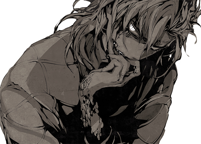 1boy, diego_brando, greyscale, jojo_no_kimyou_na_bouken, joka_(night_gate), monochrome, scales, solo