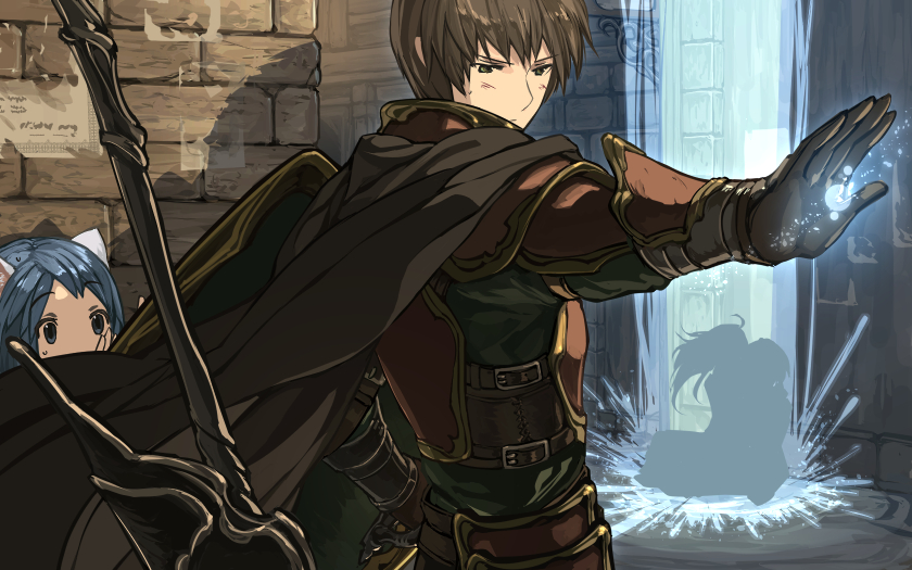 armor, cape, catsister_(elona), defender_(elona), elona, magic, polearm, rueken, spear, weapon