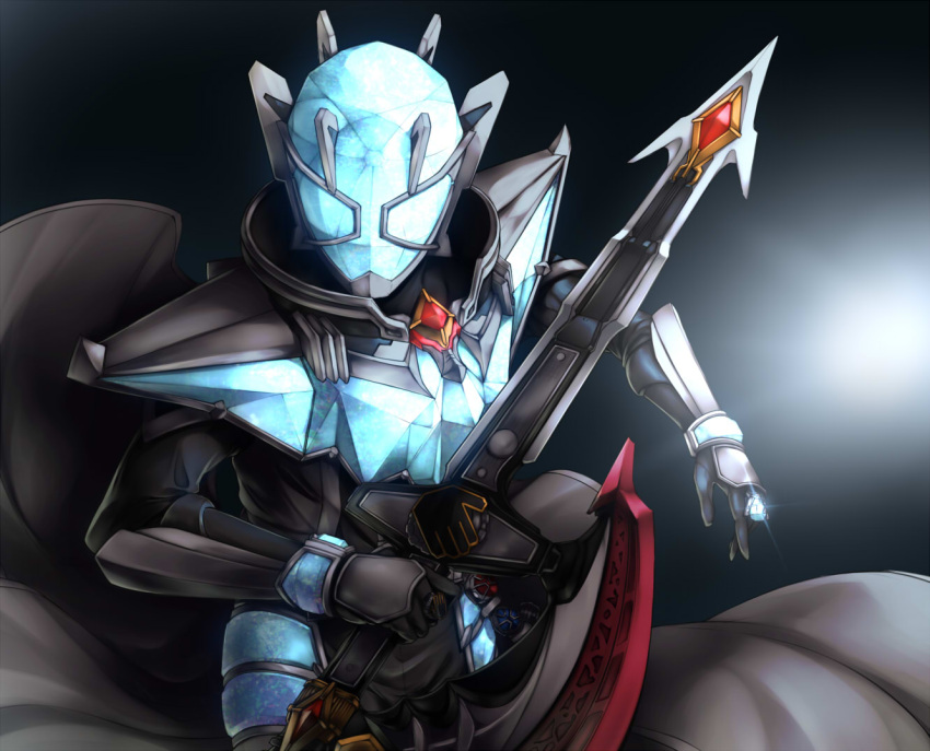 1boy, armor, axe, glint, jewelry, kamen_rider, kamen_rider_wizard, kamen_rider_wizard_(series)