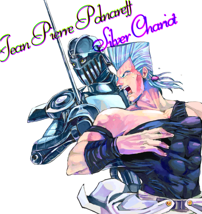 armor, blue_hair, earrings, grey_hair, iria59, jean_pierre_polnareff, jewelry, jojo_no_kimyou_na_bouken