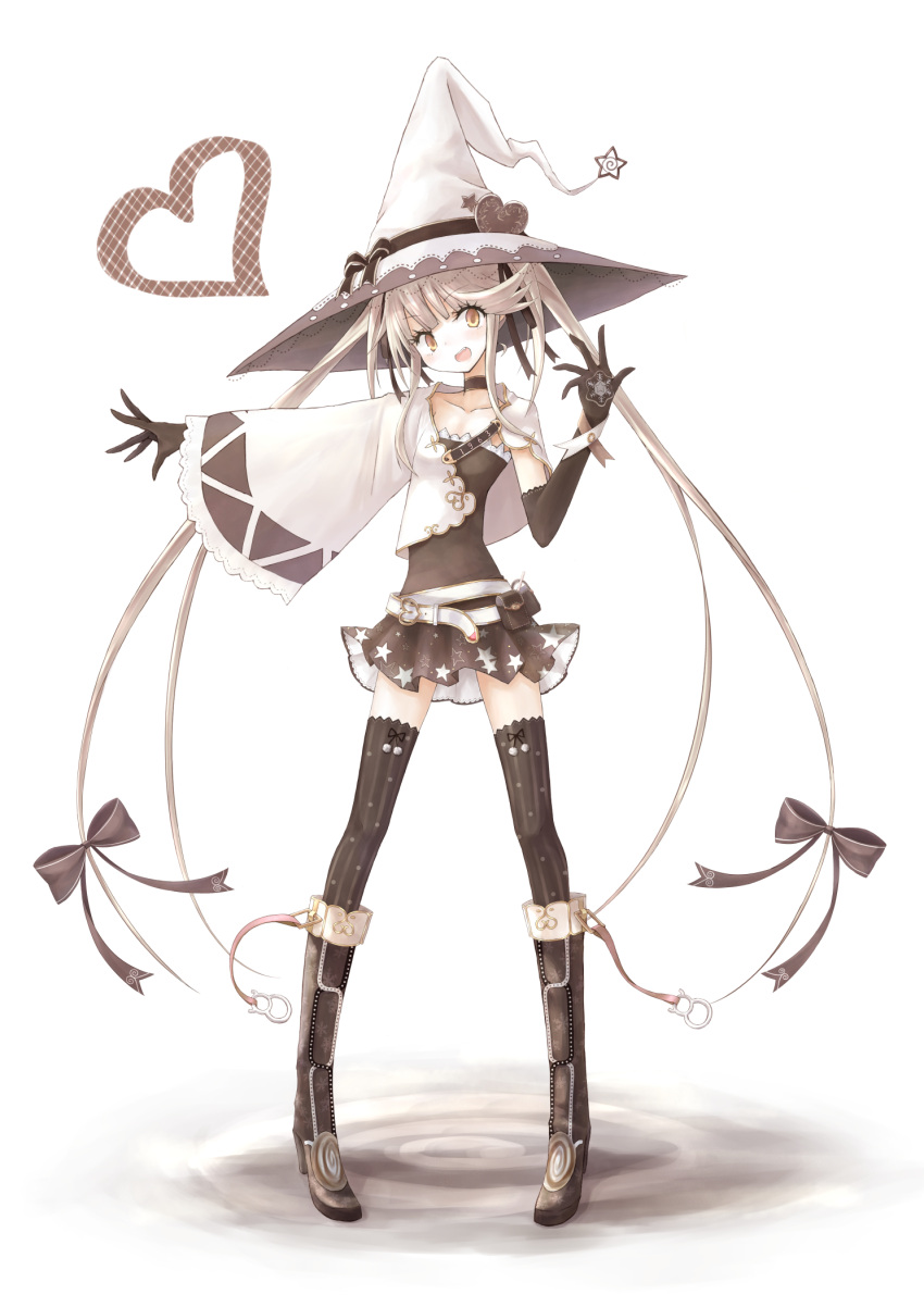 buran_(kure), hat, highres, long_hair, original, thigh-highs, white_hair, witch_hat