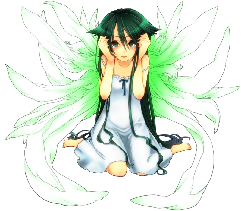 1girl, colored, kuroneko13x, long_hair, looking_at_viewer, saya, saya_no_uta, simple_background
