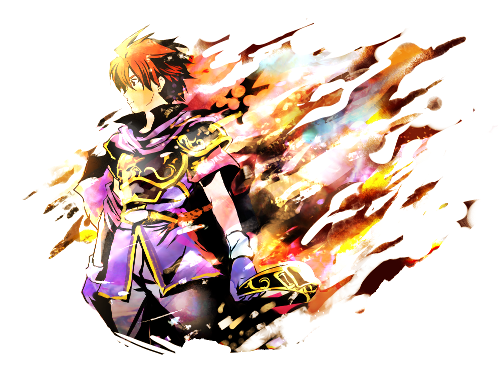 1boy, 9tt6, armor, cape, fire, fire_emblem, fire_emblem:_fuuin_no_tsurugi, headband