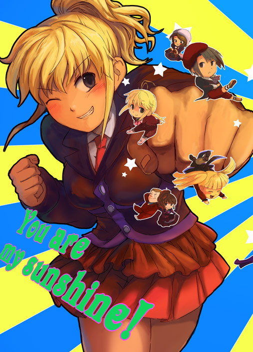 2boys, 4girls, androgynous, asmodeus, black_hair, blonde_hair, brown_hair, chibi