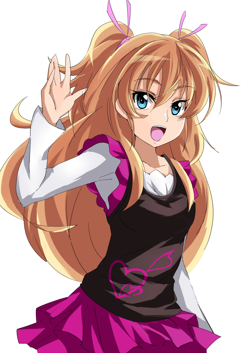 1girl, blue_eyes, brown_hair, heart, highres, houjou_hibiki, long_hair, looking_at_viewer