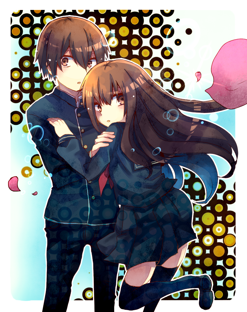 1boy, 1girl, brown_eyes, brown_hair, fate/extra, fate/extra_ccc, fate_(series), female_protagonist_(fate/extra)