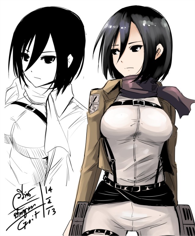 1girl, belt, black_eyes, black_hair, boots, dual_wielding, go-it, jacket