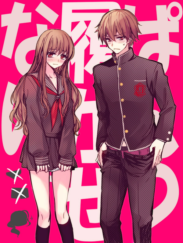 1boy, 1girl, blush, boxers, brown_eyes, brown_hair, fate/extra, fate/extra_ccc