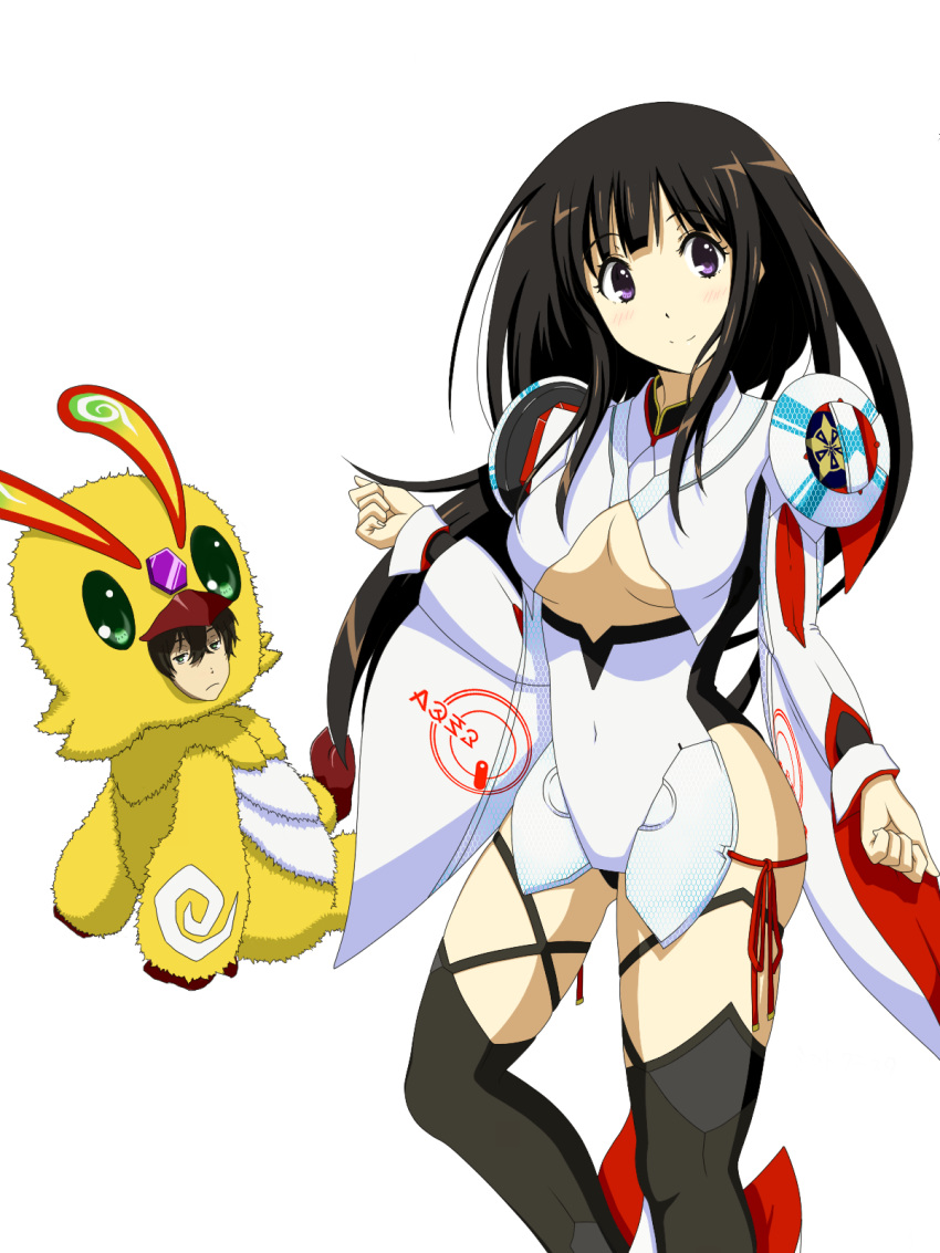 1boy, 1girl, animal_costume, black_hair, brown_hair, character_request, chitanda_eru, cosplay