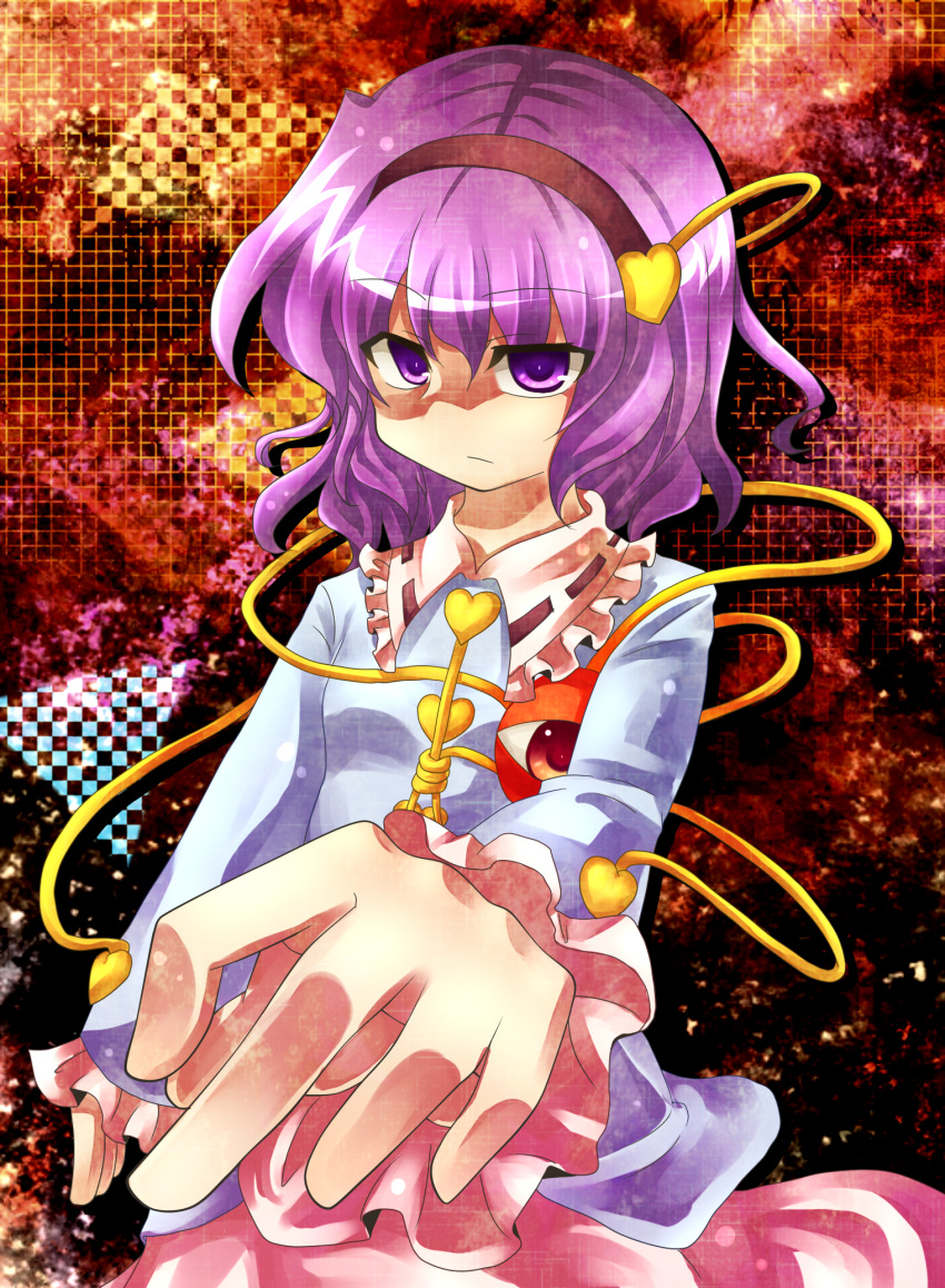 eyes, foreshortening, hairband, heart, highres, komeiji_satori, mei_(jewel_at_time), purple_eyes