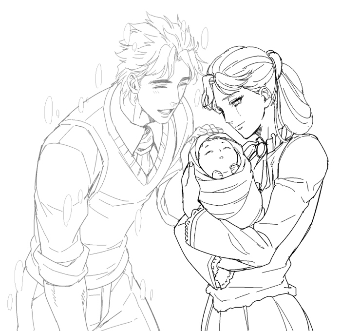 1girl, 2boys, erina_pendleton, family, george_joestar_ii, ghost, jojo_no_kimyou_na_bouken, jonathan_joestar