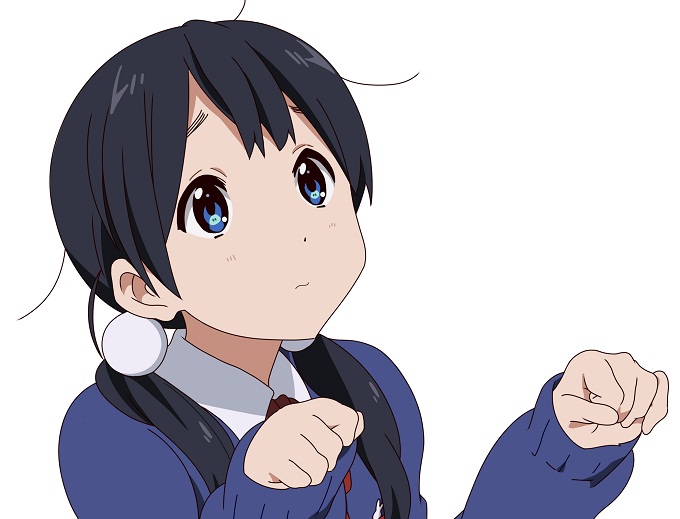 1girl, blue_eyes, hamaru01, kitashirakawa_tamako, long_hair, simple_background, solo, tamako_market