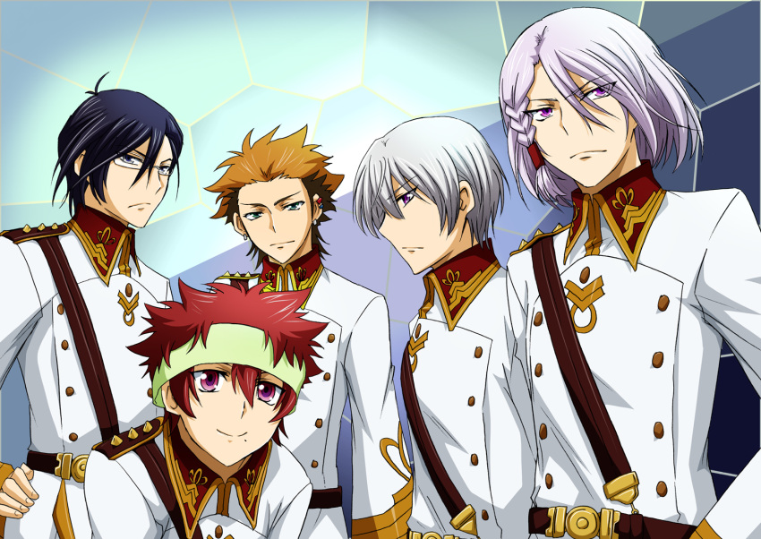 5boys, a-drei, braid, brown_hair, glasses, grey_hair, h-neun, kakumeiki_valvrave