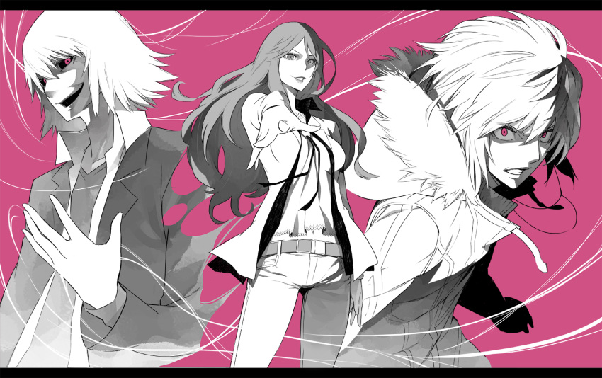 404_(artist), accelerator, belt, jacket, kakine_teitoku, monochrome, mugino_shizuri, to_aru_majutsu_no_index