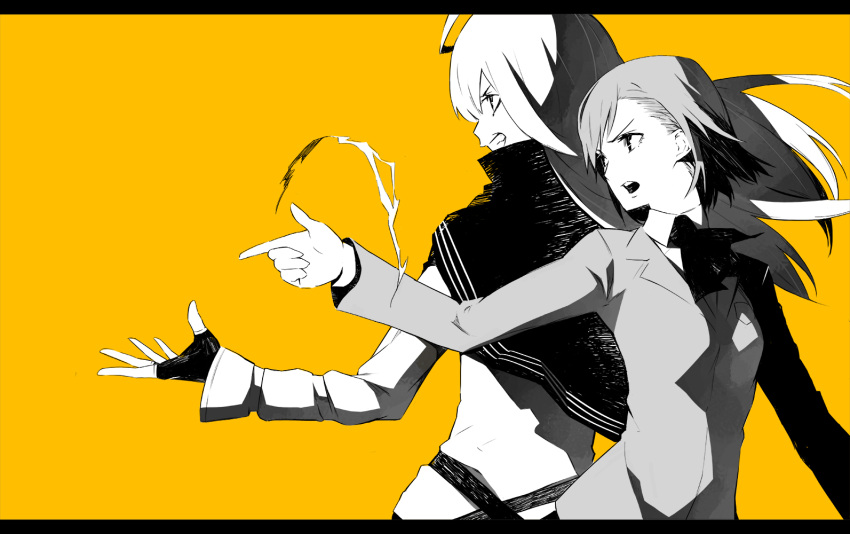 404_(artist), fingerless_gloves, gloves, misaka_mikoto, monochrome, school_uniform, thor_(index), to_aru_majutsu_no_index, to_aru_majutsu_no_index:_new_testament