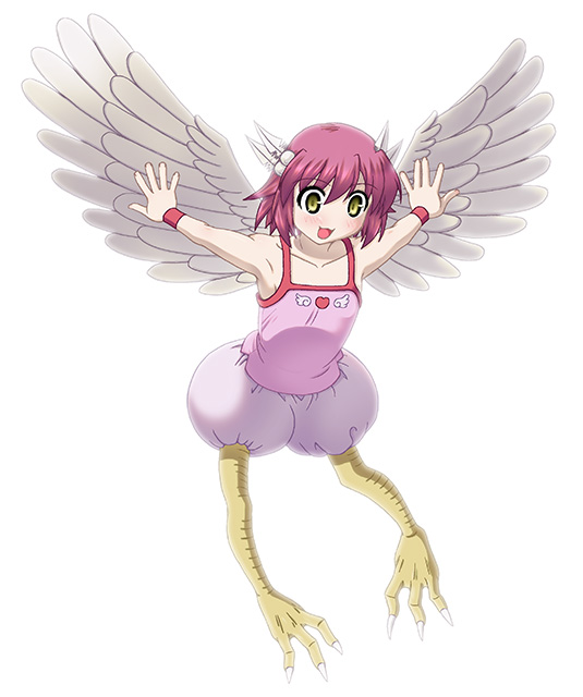 1girl, blush, bracelet, harpy, harpy_(muromi-san), monster_girl, namiuchigiwa_no_muromi-san, ooba_kou