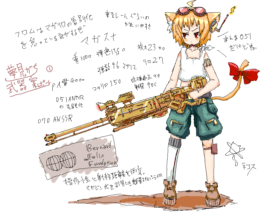 animal_ear, animal_tail, armored_core, cat_ears, cat_tail, girl, gun, nekomimi