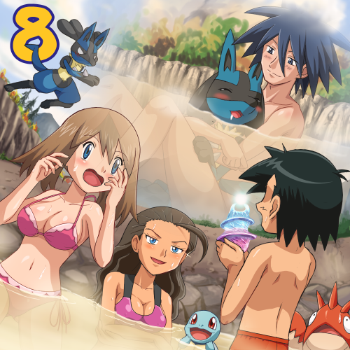 arlon_(pokemon), corphish, haruka_(pokemon), kid_summers, lucario, nintendo, pokemon, satoshi_(pokemon), squirtle