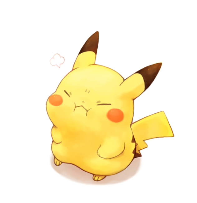 >:(, angry, closed_eyes, ears, mochi_(empty_p), no_humans, pikachu, pokemon