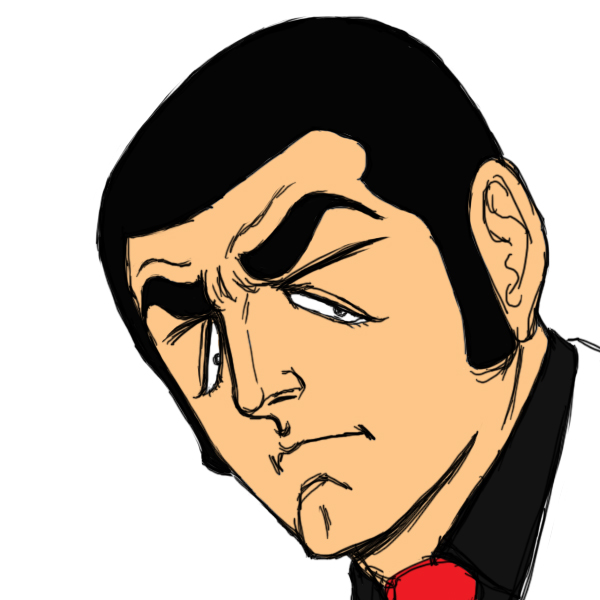 1boy, black_hair, duke_togo, face, golgo_13, sanpei3, short_hair, sideburns, simple_background, sketch, solo, what, white_background