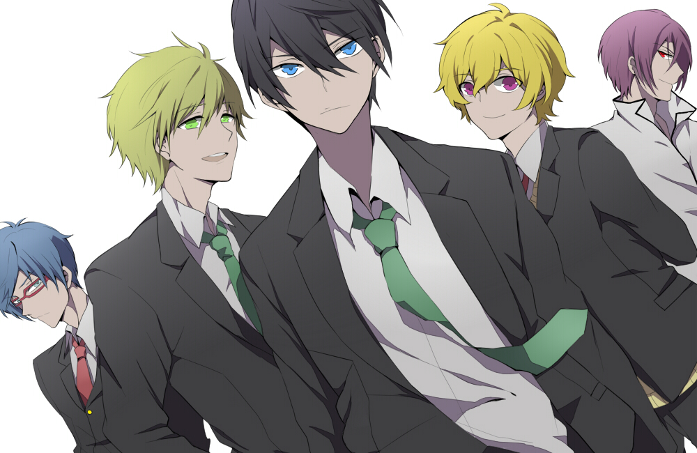 5_boys, free!, glasses, hazuki_nagisa, male, matsuoka_rin, multiple_boys, nanase_haruka_(free!)