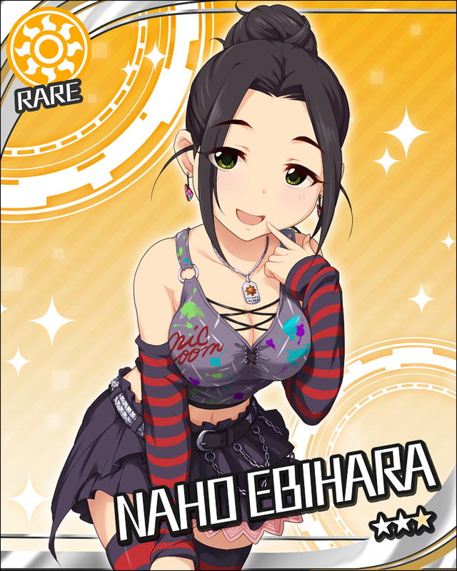 1girl, belt, black_hair, breasts, character_name, cleavage, detached_sleeves, earrings