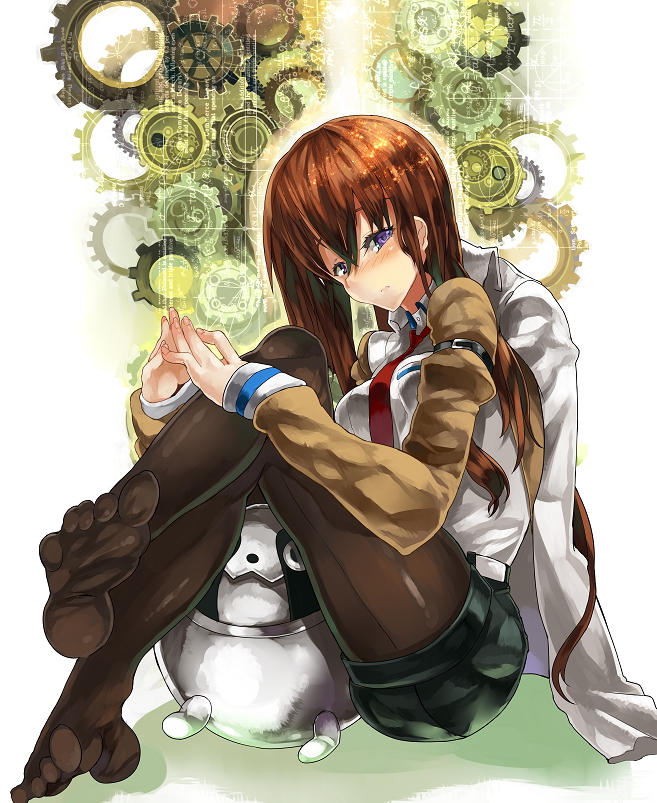 1girl, belt, blue_eyes, blush, brown_hair, crossed_legs, himuro_(dobu_no_hotori), jacket