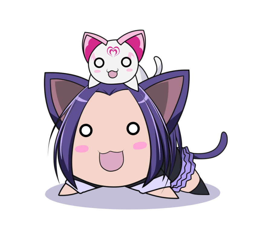 :3, animal_ears, azumanga_daioh, black_hair, cat, cat_ears, cat_tail, chibi